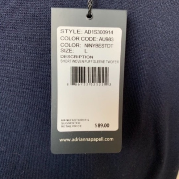 ADRIANNA PAPELL Navy Knit Puff Sleeve *NWT* - Picture 5 of 8